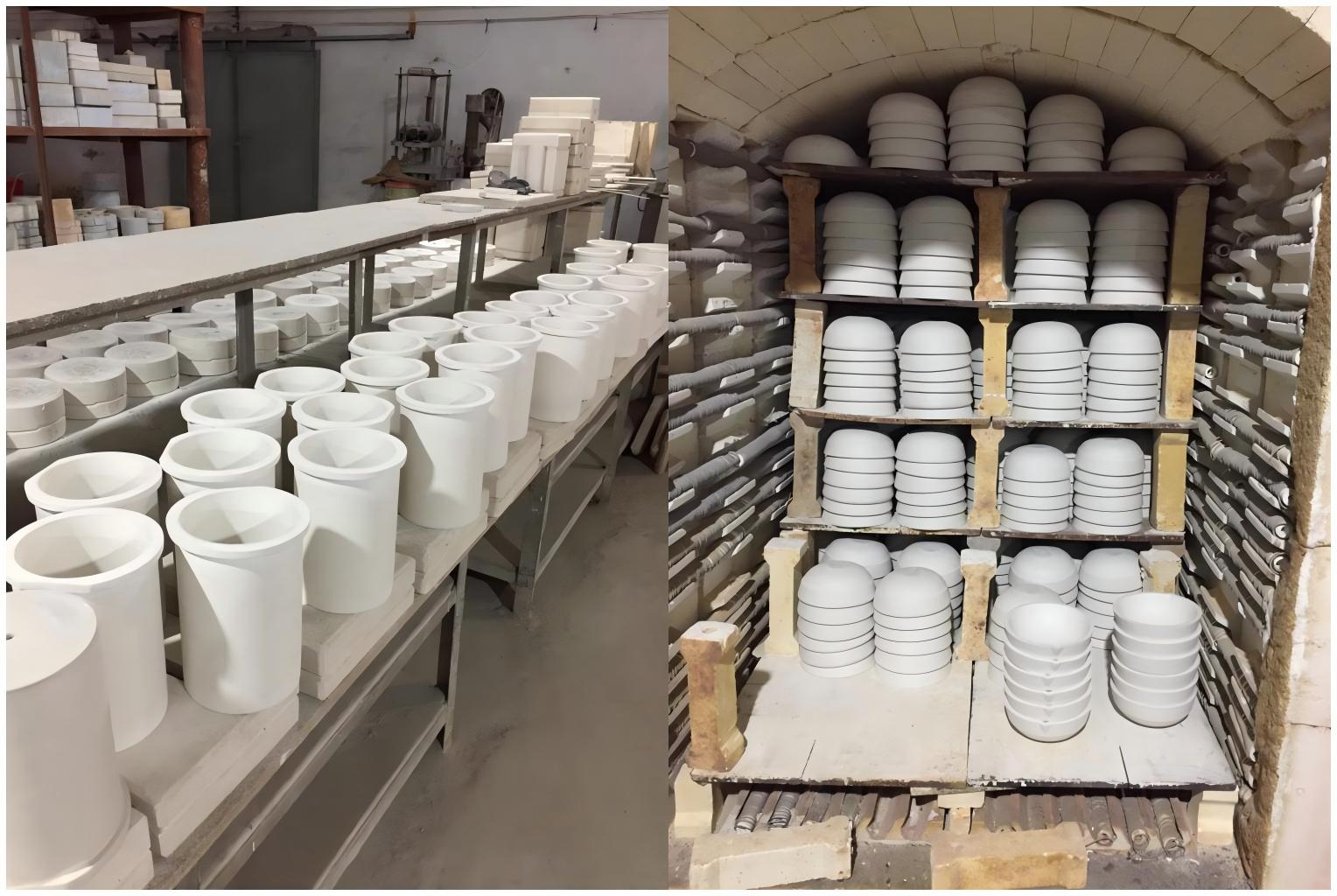 Fused silica ceramic crucibles and technical ceramic parts made with fused silica material